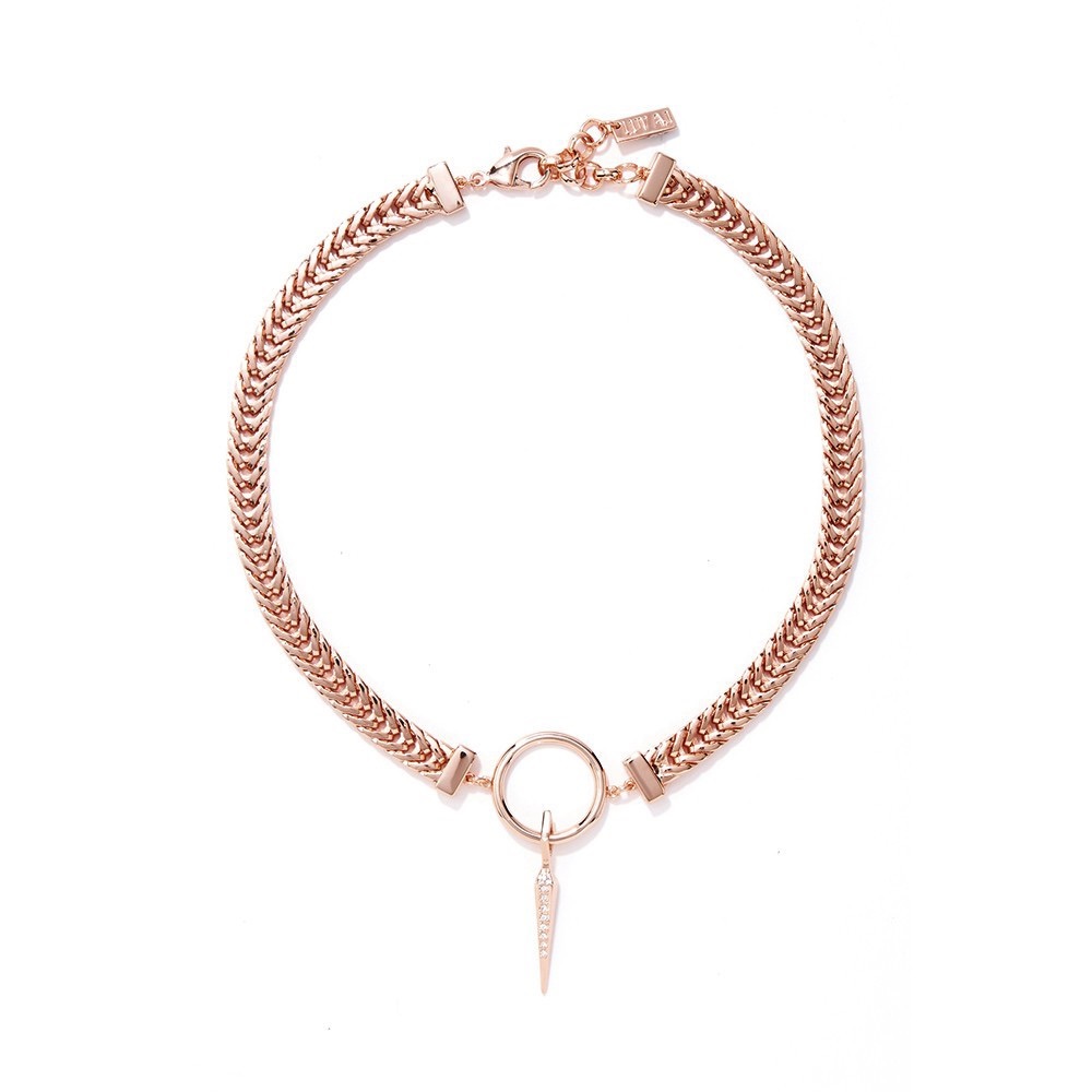 Luv AJ Hanging Spike Choker: Rose Gold